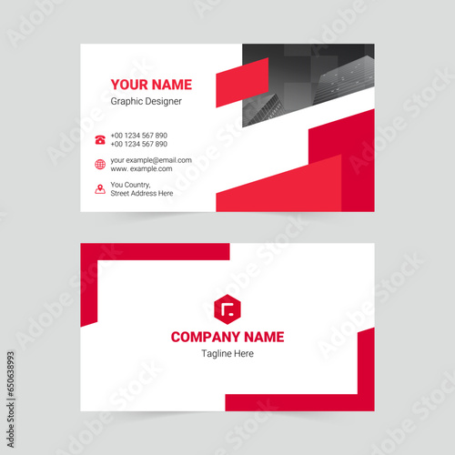 Red modern business card template