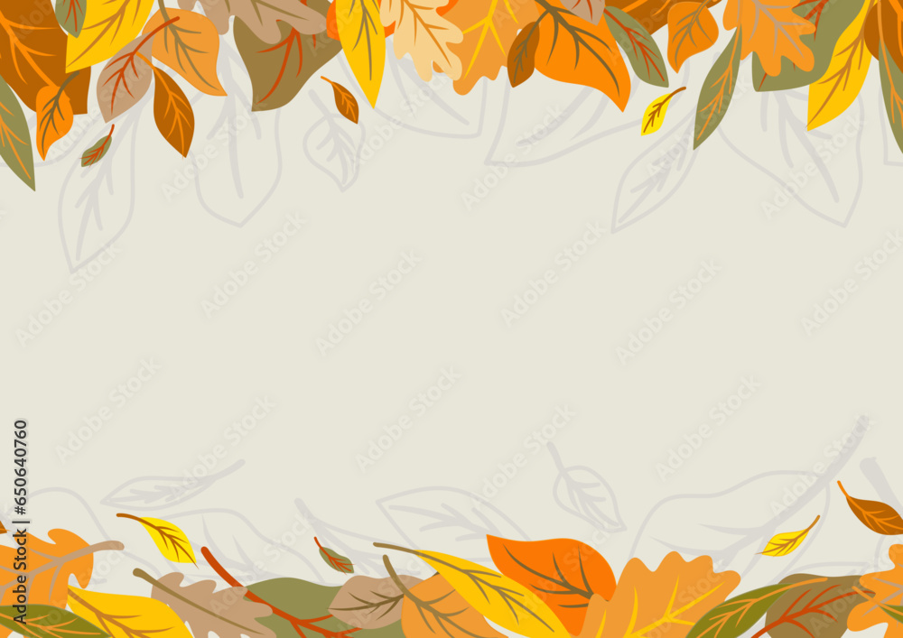 Autumn leaves border, Vector seamless pattern with fall leaves. Background with decorative elements for printing. Autumn leaves border, Vector seamless pattern with fall leaves. Background with decorative elements for printing.