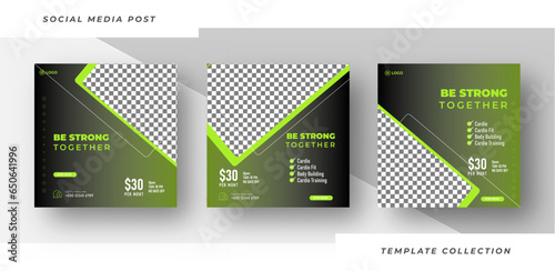 Be strong fitness social media post banner template