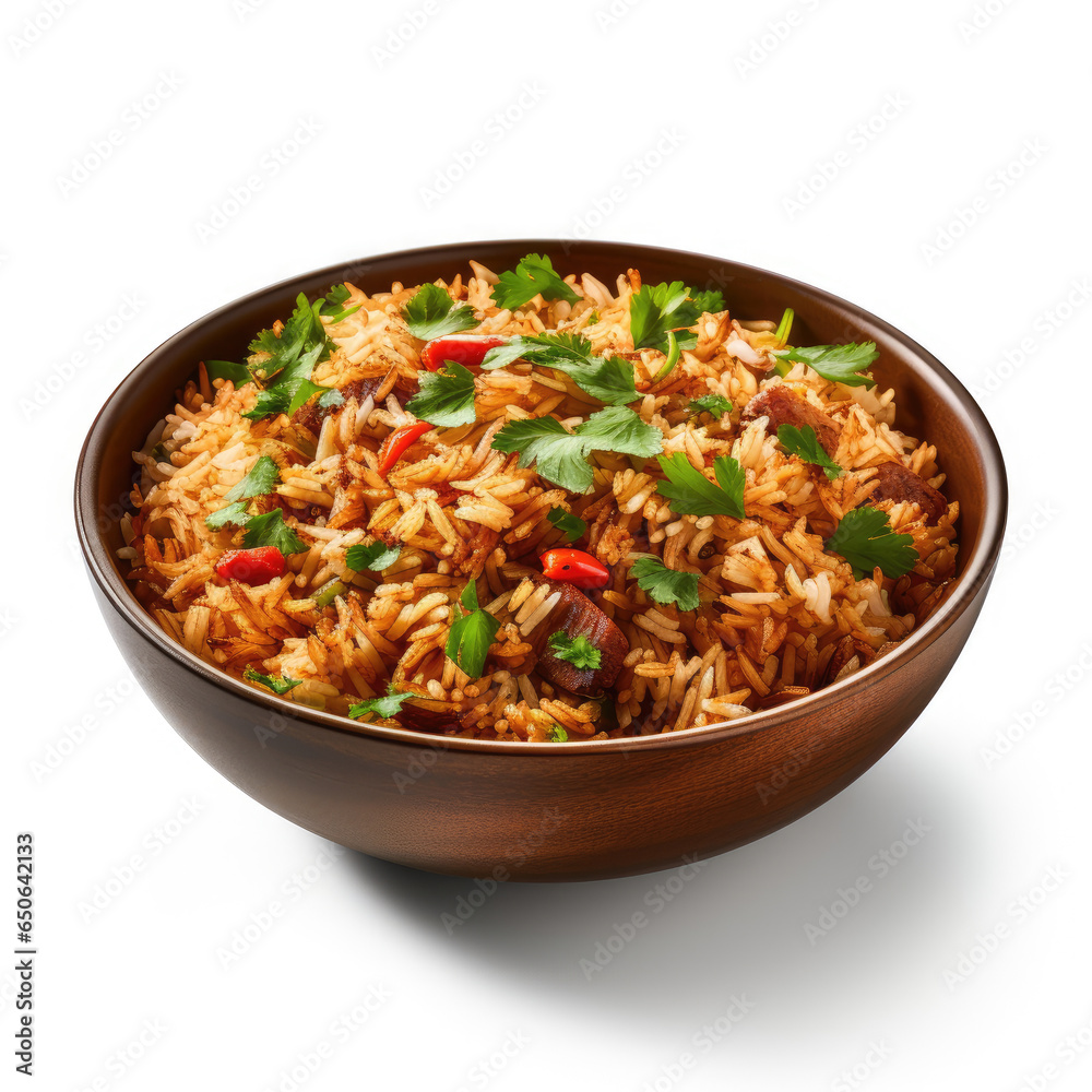 Mexican Rice on white background Ai Generative Mexican Rice on white background Ai Generative