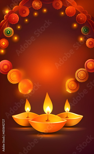 Banner of candle for Diwali festival.