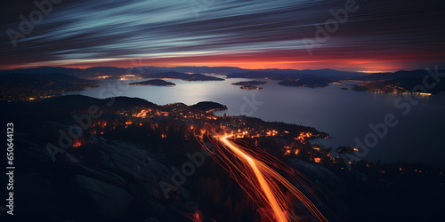 Light Trails Road, long-exposure, light, trails, graphy, road, a city at night, GENERATIVE AI 