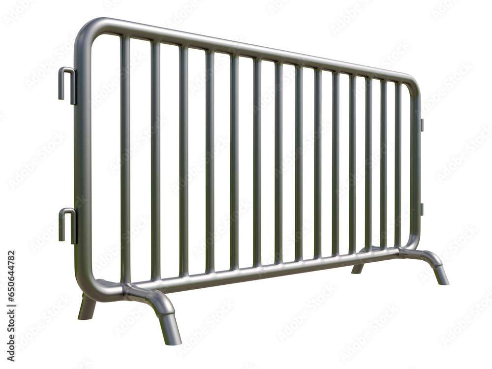 Pedestrian Barrier , Steel barricades isolated in white background, 3D illustration. Pedestrian Barrier , Steel barricades isolated in white background, 3D illustration.