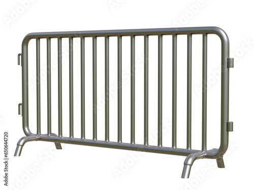 Pedestrian Barrier , Steel barricades isolated in white background, 3D illustration.