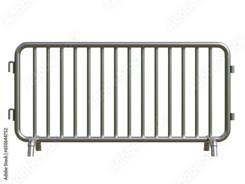Pedestrian Barrier , Steel barricades isolated in white background, 3D illustration.