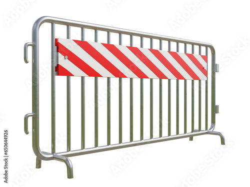 Pedestrian Barrier , Steel barricades isolated in white background, 3D illustration.
