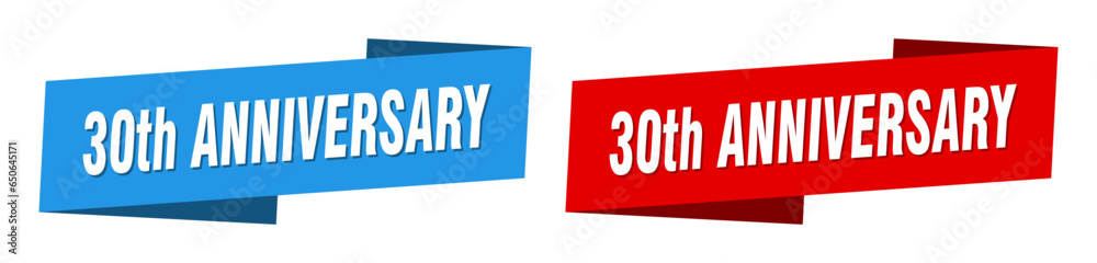 30th anniversary banner. 30th anniversary ribbon label sign set 30th anniversary banner. 30th anniversary ribbon label sign set