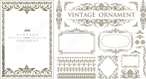 Set of Decorative vintage frames and borders set. Vector design. luxury calligraphic swirls