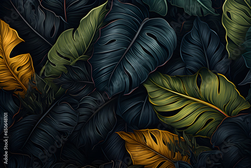 Seamless pattern with monstera leaves. Vector illustration for your design  Ai Generated