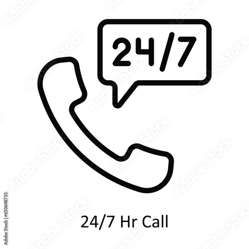 24 7 Hr Call vector  outline Icon Design illustration. Web store Symbol on White background EPS 10 File 