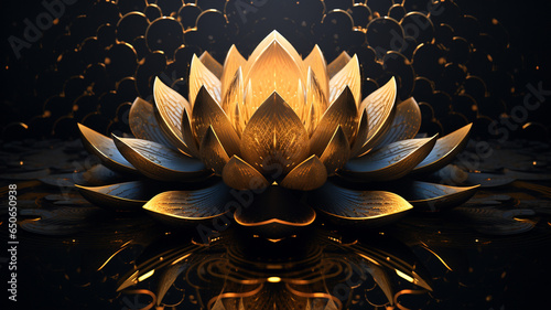 The magical golden lotus flower glows in the dark.
