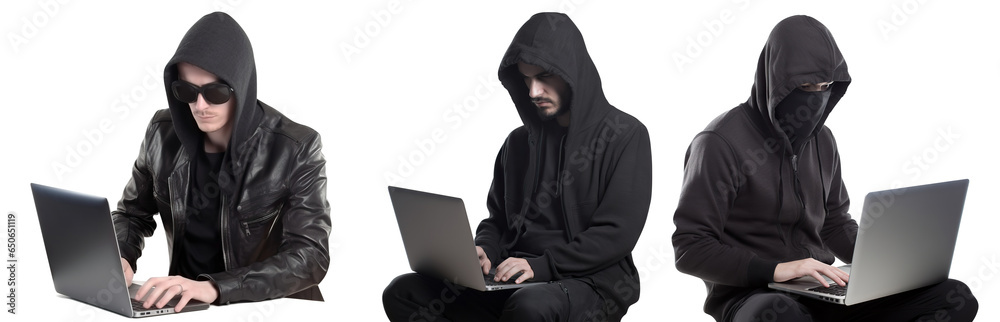 Set of hackers in black, cut out Set of hackers in black, cut out
