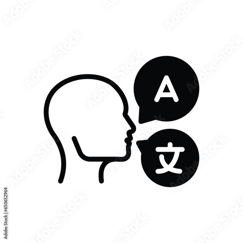 Black solid icon for languages 