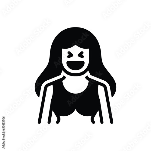 Black solid icon for laugh 