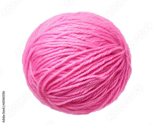 Pink wool yarn isolated on transparent background. PNG format