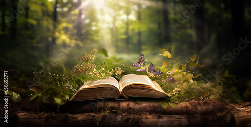 book in the forest, nature books in beautiful hd wallpaper