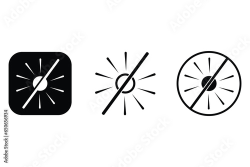  No Sunlight Icon set isolated on white background. vector illustrations