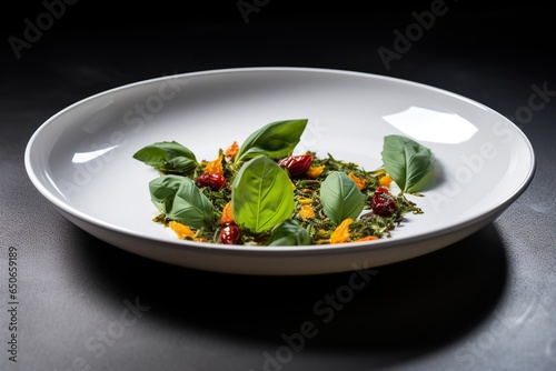 Vibrant and aromatic dish garnished with fresh basil leaves, a burst of freshness and flavor