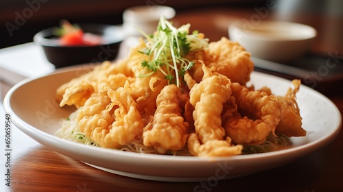 Crispy Delights Photo of a Plate of Flavorful Tempura Prawns, a Scrumptious Seafood Sensation