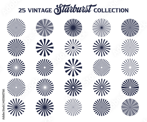 Sunburst element. Radial stripes background. Sunburst icon collection. Retro sunburst design. Vector illustration.