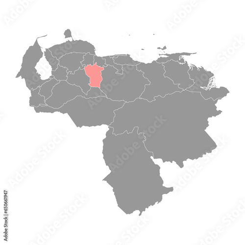 Cojedes state map, administrative division of Venezuela.