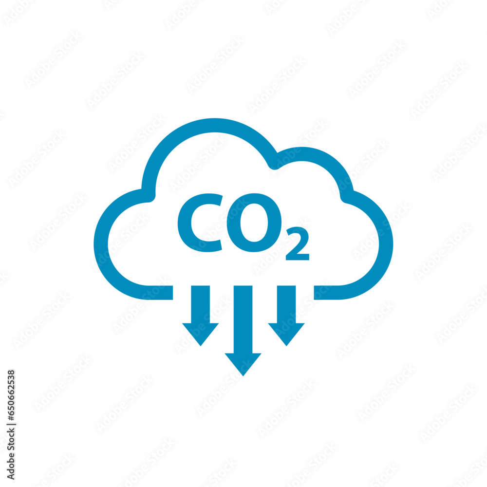 CO2, Carbon dioxide emissions, vector icon - obrazy, fototapety, plakaty 