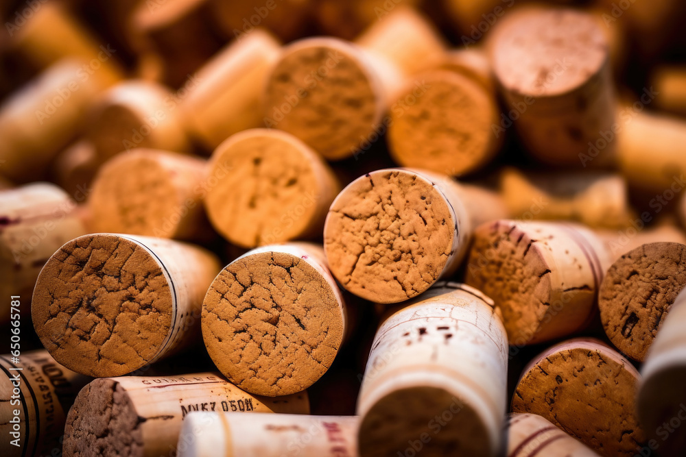 Corks Unveiled: Close-up Macro Photography Showcasing the Intricate Beauty, Fine Details, and Textures of Natural Cork, Inspiring Artistic Creations and Sustainable Packaging in the Wine Industry.