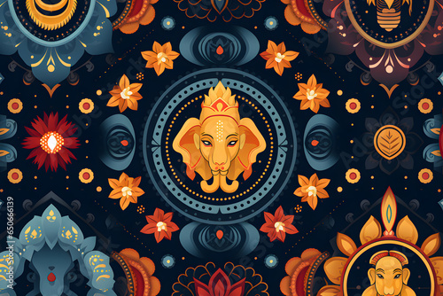 Spiritual Hinduism Patterns: 2D Backgrounds Inspired by the Rich Cultural and Religious Heritage of Hinduism.