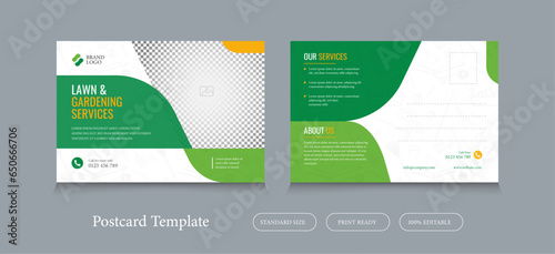 Creative corporate Lawn mower business Modern postcard design template
