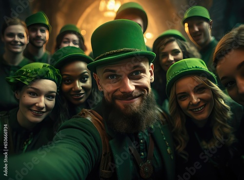 People in green clothes at St. Patrick's Day