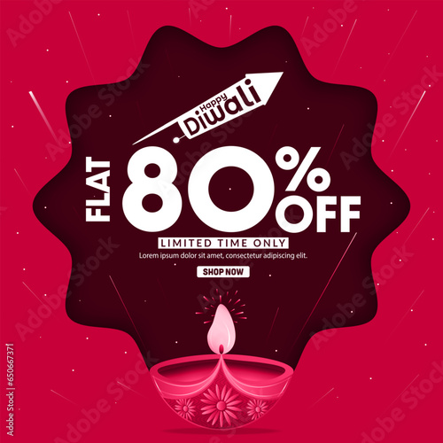 Happy Diwali sale banner design template. Abstract vector illustration.