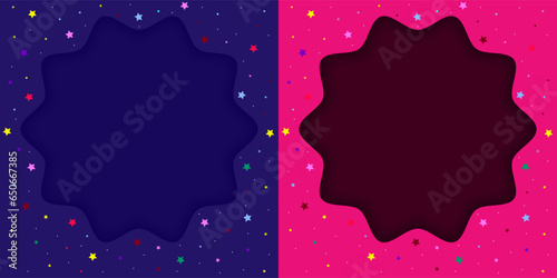 Set of two abstract backgrounds with stars and space for text. Vector illustration.