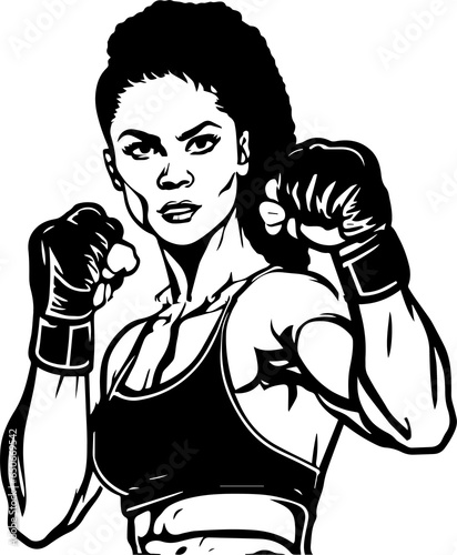 Boxer women, women mama fighter, vector illustration, SVG