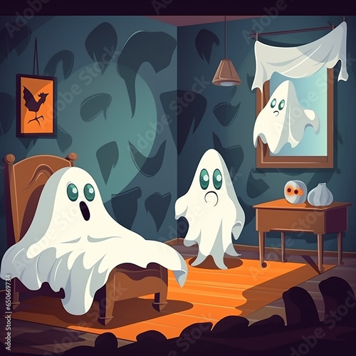 halloween illustration with ghost