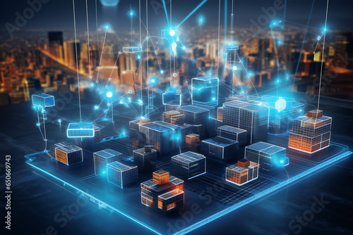 3D Illustration: Utilizing Smart Devices for Production in the Industrial IoT or Internet of Things Context, Enabling Control and Automation with 5G Network Infrastructure