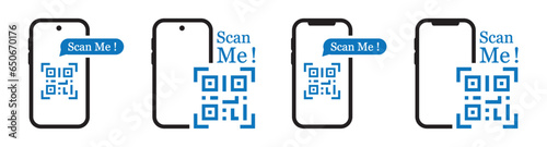 Qr code scan icon. Scan me on smartphone icon, vector illustration