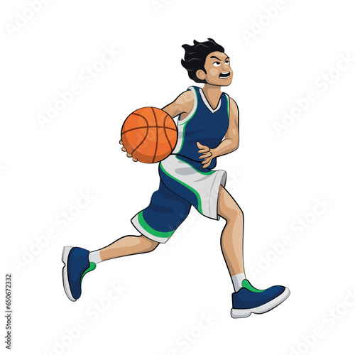 Men basketball character vector illustration ball sports player basket boy game people sports playing action athlete play jump cartoon competition