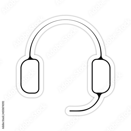 picto logo icones et symbole casque audio ecouteur et micro fin relief