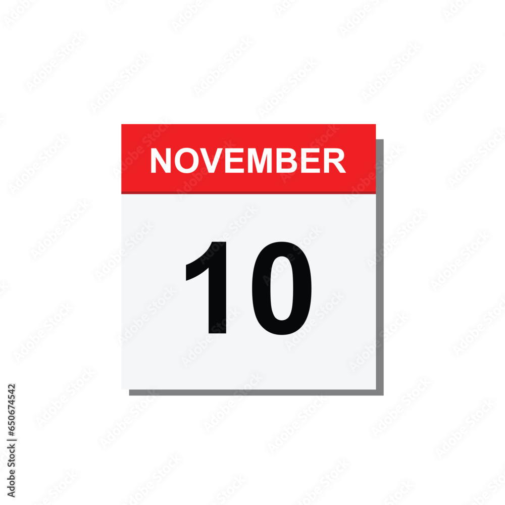 Fototapeta premium calender icon, 10 november icon with white background