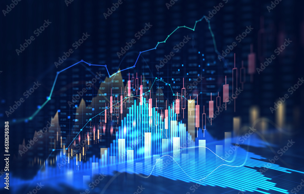 Naklejka premium Investment finance chart,stock market business and exchange financial growth graph.