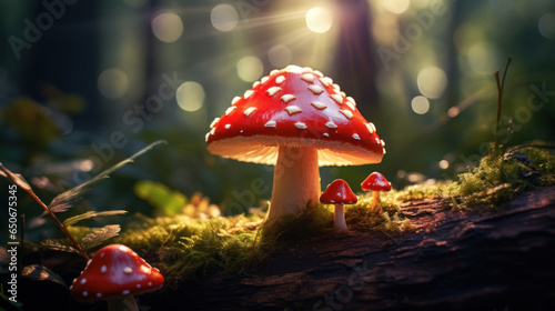 Fly agaric in a beautiful summer forest