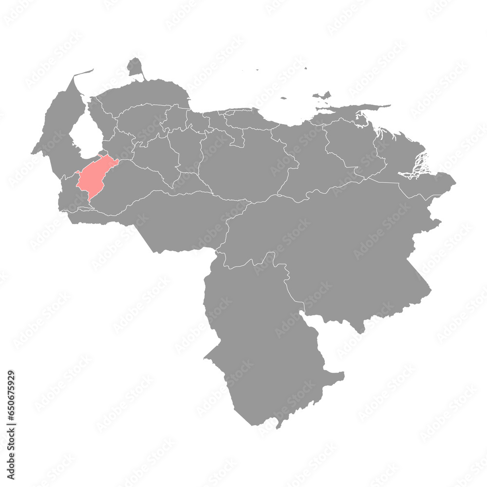 Merida state map, administrative division of Venezuela.