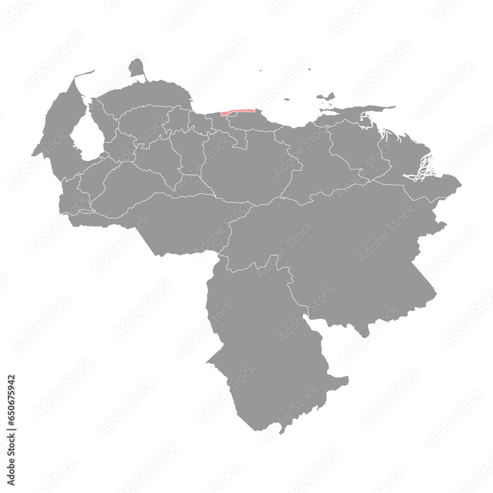 Vargas state map, administrative division of Venezuela.