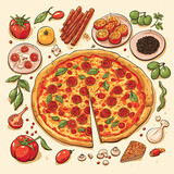 llustration of an delicious pizza varieties.