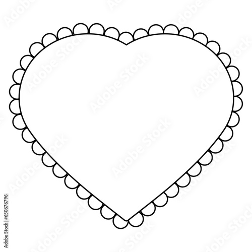 Black Vector outline illustration of a heart shaped pillow isolated on a white background