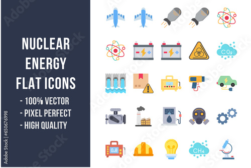 Nuclear Energy Flat Icons