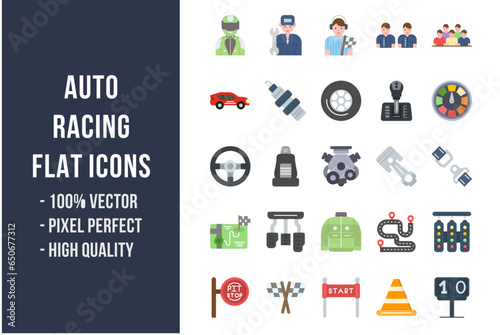 Auto Racing Flat Icons