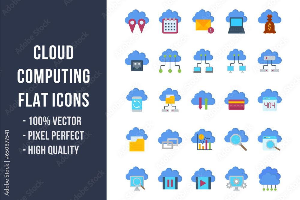Obraz premium Cloud Computing Flat Icons