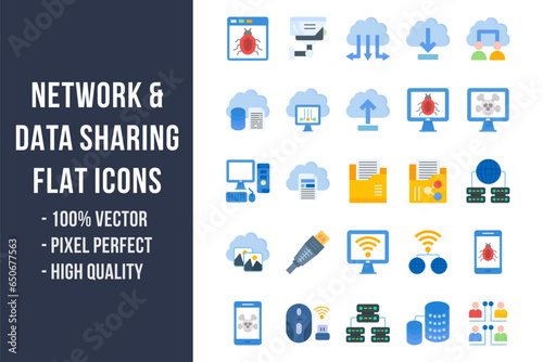 Networking and Data Sharing Flat Icons