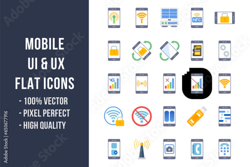 Mobile UI & UX Flat Icons